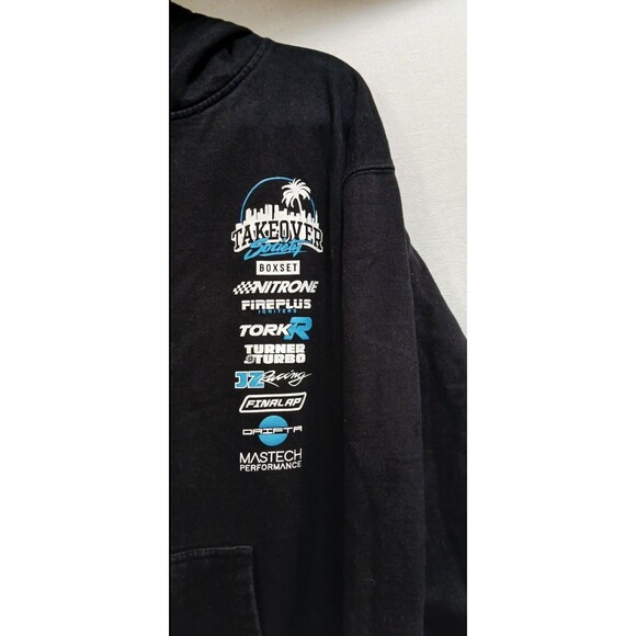 HTF Takeover Society Double Sided Graphic Hoodie Black Large Nitrone Driftr EUC - Picture 3 of 7